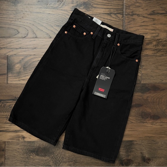 Levis Premium High Loose Bermuda Shorts Black - Picture 14 of 16